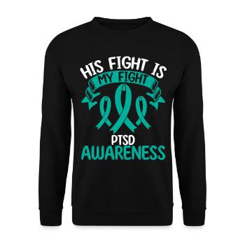 Mois du ruban du SSPT Son combat est mon combat - Sweat-shirt Unisexe - noir - Devant - Alina (178cm) & Michal (187cm)