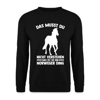 Pferd Reitsport Reiten Pferdesport Norweger - Unisex Pullover - Schwarz - Vorne - Alina (178cm) & Michal (187cm)