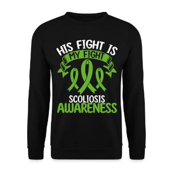 Mois du ruban de la scoliose Son combat est mon combat - Sweat-shirt Unisexe - noir - Devant - Alina (178cm) & Michal (187cm)