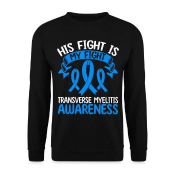 Transverse Myelitis Ribbon His Fight is my Fight - Unisex Pullover - Schwarz - Vorne - Alina (178cm) & Michal (187cm)