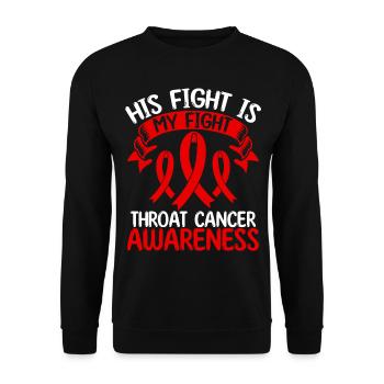 Throat Cancer Ribbon Month His Fight is my Fight - Unisex Pullover - Schwarz - Vorne - Alina (178cm) & Michal (187cm)