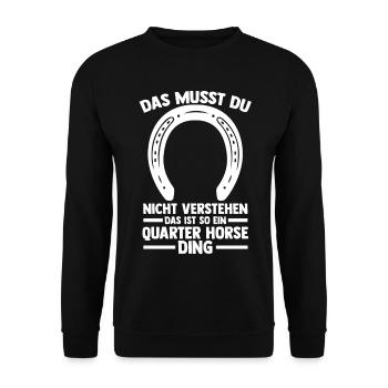 Pferd Reitsport Reiten Pferdesport Quarter Horse - Unisex Pullover - Schwarz - Vorne - Alina (178cm) & Michal (187cm)