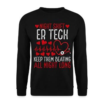 Technicienne de salle d’urgence de nuit Infirmière en salle d’urgence - Sweat-shirt Unisexe - noir - Devant - Alina (178cm) & Michal (187cm)