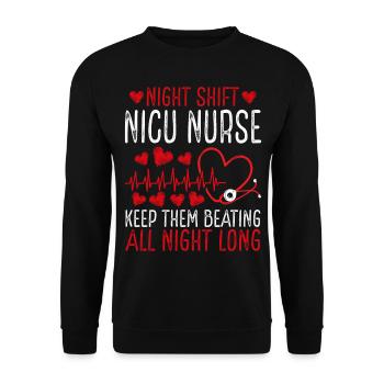 Night Shift Nicu Nurse Keep them beating - Unisex Sweatshirt - black - Front - Alina (178cm) & Michal (187cm)