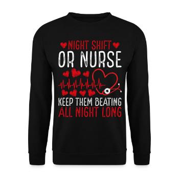 Night Shift Operating Room Nurse Heart - Unisex Sweatshirt - black - Front - Alina (178cm) & Michal (187cm)