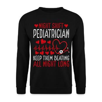 Night Shift Pediatrician Keep them beating - Unisex Pullover - Schwarz - Vorne - Alina (178cm) & Michal (187cm)