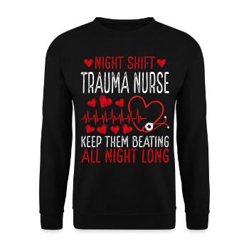 Night Shift Trauma Nurse Keep them beating - Unisex Sweatshirt - black - Front - Alina (178cm) & Michal (187cm)