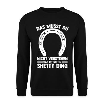 Pferd Reitsport Reiten Pferdesport Shetty - Unisex Pullover - Schwarz - Vorne - Alina (178cm) & Michal (187cm)