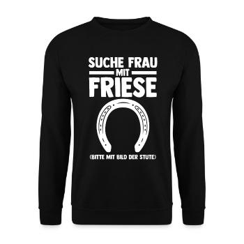 Pferd Reitsport Reiten Pferdesport Friese - Unisex Pullover - Schwarz - Vorne - Alina (178cm) & Michal (187cm)