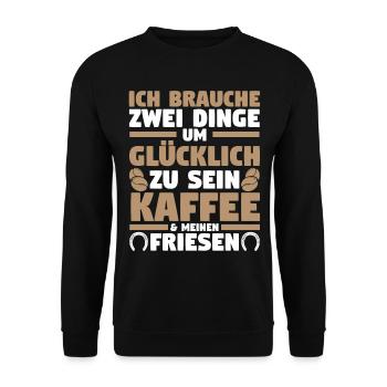 Pferd Reitsport Reiten Pferdesport Kaffee Friese - Unisex Pullover - Schwarz - Vorne - Alina (178cm) & Michal (187cm)