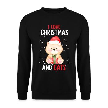 I Love Christmas and Cats Cat Christmas - Unisex Sweatshirt - black - Front - Alina (178cm) & Michal (187cm)