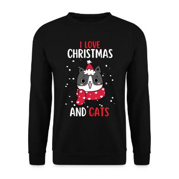 J’aime Noël et Chats Chat Noël - Sweat-shirt Unisexe - noir - Devant - Alina (178cm) & Michal (187cm)