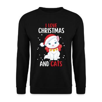 I Love Christmas and Cats Cat Christmas - Unisex Sweatshirt - black - Front - Alina (178cm) & Michal (187cm)