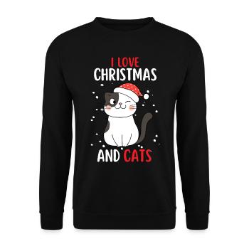 I Love Christmas and Cats Cat Christmas - Unisex Sweatshirt - black - Front - Alina (178cm) & Michal (187cm)