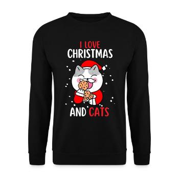J’aime Noël et Chats Chat Noël - Sweat-shirt Unisexe - noir - Devant - Alina (178cm) & Michal (187cm)