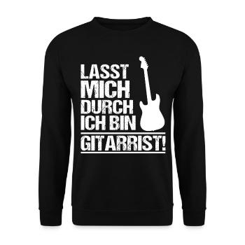 Lasst mich durch, ich bin Gitarrist! - Unisex Pullover - Schwarz - Vorne - Alina (178cm) & Michal (187cm)