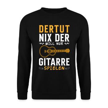 Der tut nix, der will nur Gitarre spielen - Unisex Pullover - Schwarz - Vorne - Alina (178cm) & Michal (187cm)