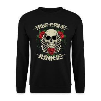 True Crime Junkie - Unisex Pullover - Schwarz - Vorne - Alina (178cm) & Michal (187cm)