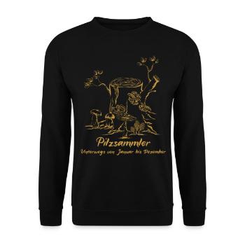 Pilzsammler Vintage - Unisex Pullover - Schwarz - Vorne - Alina (178cm) & Michal (187cm)