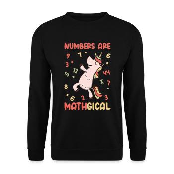 Math Number Lovers Mathematics Unicorn Teacher - Unisex Sweatshirt - black - Front - Alina (178cm) & Michal (187cm)