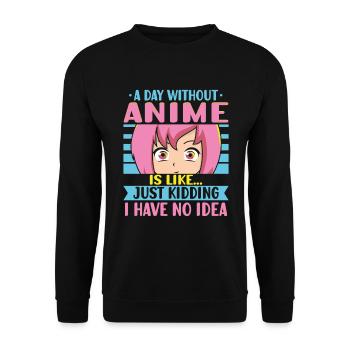Anime Girl Manga Eyes Un jour sans anime - Sweat-shirt Unisexe - noir - Devant - Alina (178cm) & Michal (187cm)