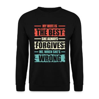 My Wife Is the Best Funny Marriage Wedding - Unisex Sweatshirt - black - Front - Alina (178cm) & Michal (187cm)