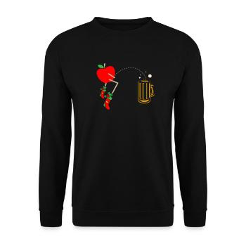 Apfelpflücker Obstliebhaber Apfelesser Biertrinker - Unisex Pullover - Schwarz - Vorne - Alina (178cm) & Michal (187cm)