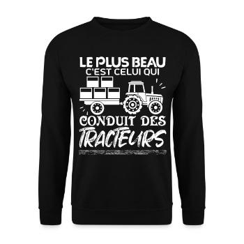 Tracteur Fan de tracteur J'aime les tracteurs - Sweat-shirt Unisexe - noir - Devant - Alina (178cm) & Michal (187cm)