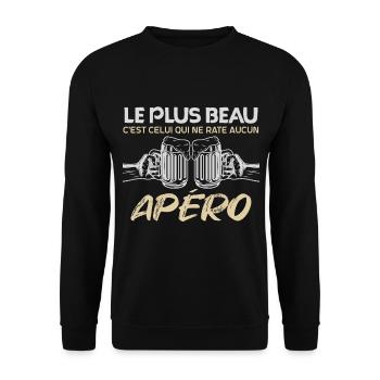 c'est l'heure de l'apéro | apéro à vie Apéritif !! - Sweat-shirt Unisexe - noir - Devant - Alina (178cm) & Michal (187cm)