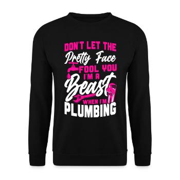 Plombier de plomberie femme Ne laissez pas - Sweat-shirt Unisexe - noir - Devant - Alina (178cm) & Michal (187cm)