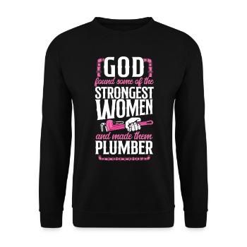 Plumbing Plumber Female God Found - Unisex Pullover - Schwarz - Vorne - Alina (178cm) & Michal (187cm)