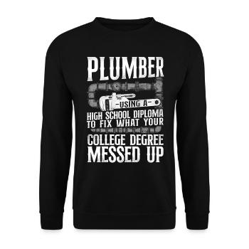 Plombier Plombier Plombier Vintage Plombier - Sweat-shirt Unisexe - noir - Devant - Alina (178cm) & Michal (187cm)