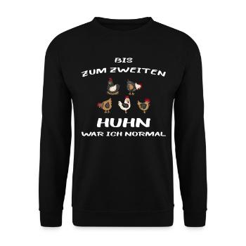 Drôles de poulets Jusqu’au deuxième poulet, j’étais normal - Sweat-shirt Unisexe - noir - Devant - Alina (178cm) & Michal (187cm)