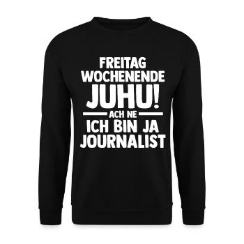 Reporter Journalistik Journalist - Unisex Pullover - Schwarz - Vorne - Alina (178cm) & Michal (187cm)