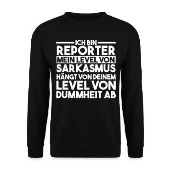 Journalistik Journalist Reporter - Unisex Pullover - Schwarz - Vorne - Alina (178cm) & Michal (187cm)