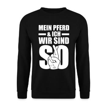 Reiten Reiter Pferd Pferde - Unisex Pullover - Schwarz - Vorne - Alina (178cm) & Michal (187cm)