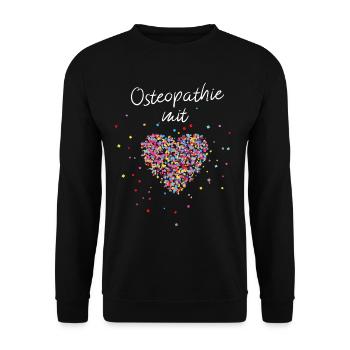 Osteopathie mit Herz Ostehopathe Osteopathin - Unisex Pullover - Schwarz - Vorne - Alina (178cm) & Michal (187cm)