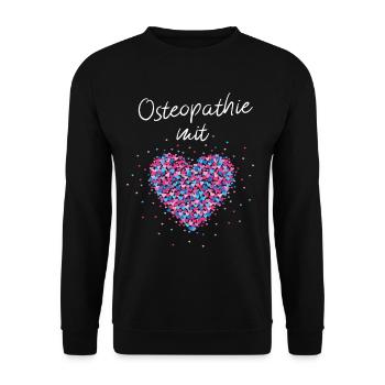 Osteopathie mit Herz Alternative Medizin - Unisex Pullover - Schwarz - Vorne - Alina (178cm) & Michal (187cm)