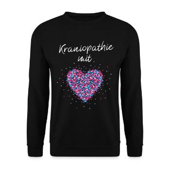 Kraniopathie mit Herz Chiropraktik - Unisex Pullover - Schwarz - Vorne - Alina (178cm) & Michal (187cm)
