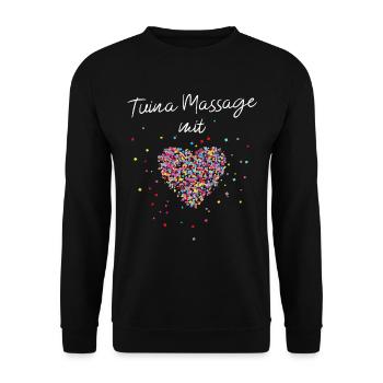 Tuina Massage mit Herz Masseurin Masseur Therapie - Unisex Pullover - Schwarz - Vorne - Alina (178cm) & Michal (187cm)