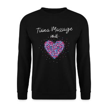 Tuina Massage mit Herz Masseurin Fussmassage - Unisex Pullover - Schwarz - Vorne - Alina (178cm) & Michal (187cm)