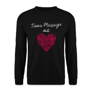 Tuina Massage mit Herz Masseurin Relfexzone Fuss - Unisex Pullover - Schwarz - Vorne - Alina (178cm) & Michal (187cm)