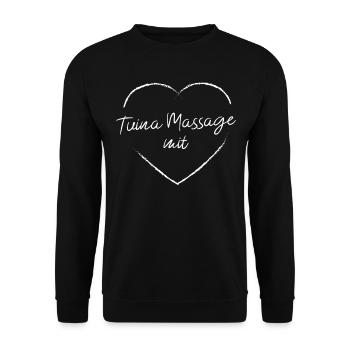 Tuina Massage mit Herz TCM Therapie Alternative - Unisex Pullover - Schwarz - Vorne - Alina (178cm) & Michal (187cm)
