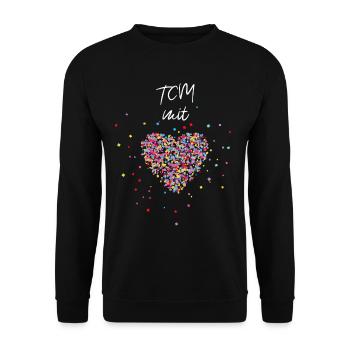 TCM mit Herz Akupunktur Physiotherapie Tuina - Unisex Pullover - Schwarz - Vorne - Alina (178cm) & Michal (187cm)