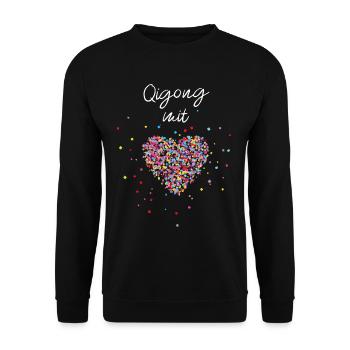 Qigong Herz Yoga Meditation Tai TCM Qi Gong - Unisex Pullover - Schwarz - Vorne - Alina (178cm) & Michal (187cm)