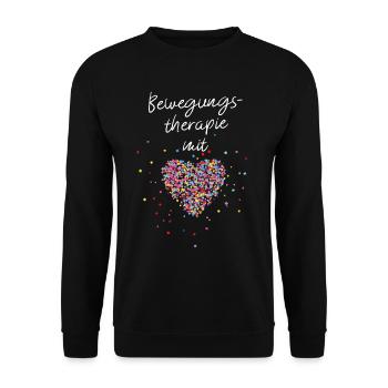 Bewegungstherapie mit Herz Psychotherapie Praxis - Unisex Pullover - Schwarz - Vorne - Alina (178cm) & Michal (187cm)