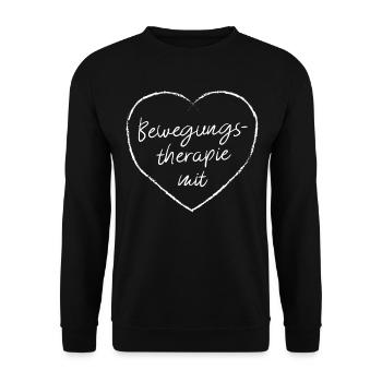 Bewegungstherapie mit Herz Psychosomatische Klinik - Unisex Pullover - Schwarz - Vorne - Alina (178cm) & Michal (187cm)
