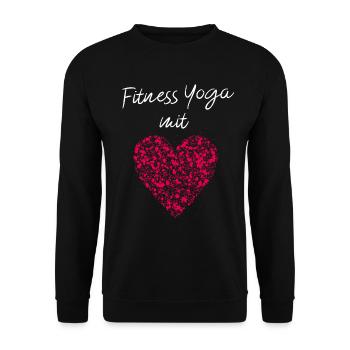 Fitness Yoga mit Herz Yogalehrerin Yogakurs - Unisex Pullover - Schwarz - Vorne - Alina (178cm) & Michal (187cm)