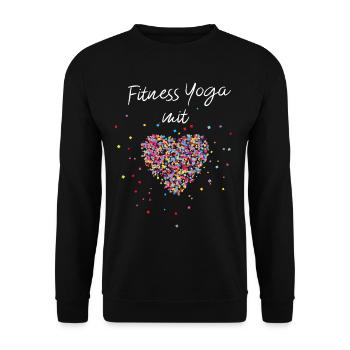 Fitness Yoga mit Herz Yogalehrerin Fitnesstrainer - Unisex Pullover - Schwarz - Vorne - Alina (178cm) & Michal (187cm)