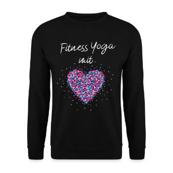 Fitness Yoga mit Herz Yogalehrerin Fitnessstudio - Unisex Pullover - Schwarz - Vorne - Alina (178cm) & Michal (187cm)